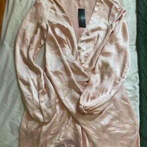 Lulu's Blush Pink Satin Dress